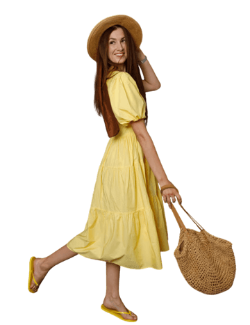 Yellow Tiered Midi Dress